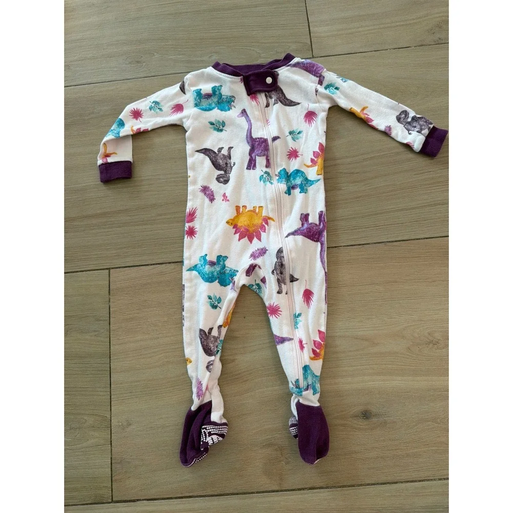 Burt's Bees Baby 3-6M Organic Cotton Footed Pajamas Set 3 Pack Dinosaur Floral